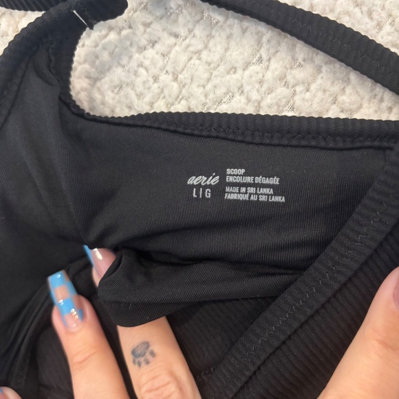 Aerie- Two Piece Bikini. Cheeky black ribbed bottom / Scoop ribbed top - Picture 2 of 2